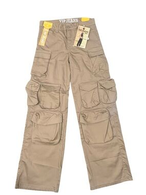 VIP Beige Wide-Leg Women’s Baggy‎ Cargo Pants NWT 3D Pockets 9/10 Skatercore